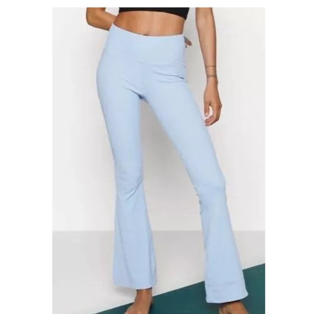 NWT Cotton On Body Women's Ribbed Pull On Flare Pants Blue Size XL $50 6C065
